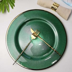 <span class=keywords><strong>SONYA</strong></span> DINNERWARE Venta al por mayor Platos de presentación elegantes con diseño Ray para bodas, de vidrio ecológico - Product Image 1