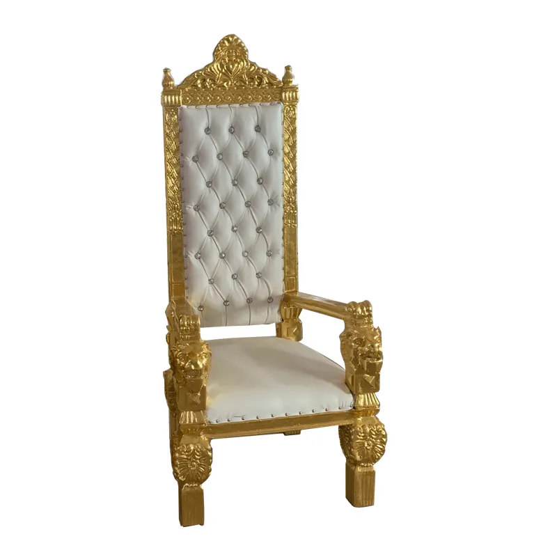 Wedding luxury high back beige throne chairs party luxury wedding hall gold events chairs