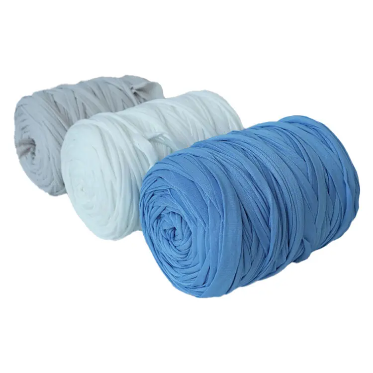 Soft and Colorful 100g 400g Roll 2cm 3cm Width 100% Polyester T-shirt Yarn for Handmade Crafts and Bags