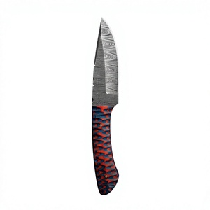 Cuchillo de hoja fija Drop Point de acero de Damasco con mango colorido, personalizable para caza, camping y supervivencia - Product Image 1