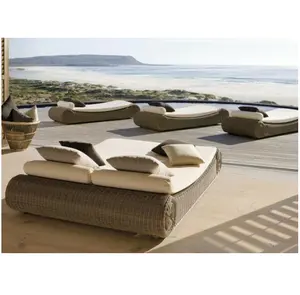 New style round cane outdoor classic sun loungers