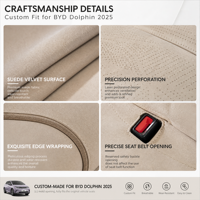 Housse de siège de voiture intégrale en tissu suédé résistant à l'usure pour BYD Dolphin 2025 – Accessoires intérieurs de voiture, ensemble complet