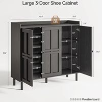 Meuble à chaussures de gros avec 3 portes et étagères réglables, capacité 30 paires, organisateur de rangement pour entrée, couloir, maison