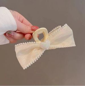 Pince à bulles élégante, blanche et noble en <span class=keywords><strong>gaze</strong></span> nuage haut de gamme, coiffe de princesse avec nœud papillon, pince à requin - Product Image 6