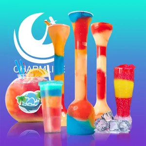 600ml 700ml 1000ml Plastic Slush Drinking Cups Beer Mug with Lanyard Plastic Cups for Party