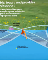 Tente de camping pop-up avec moustiquaire, imperméable, coupe-vent, portable et pliable pour le camping en plein air