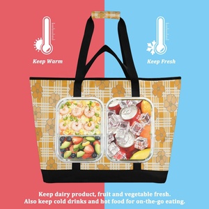 Sac de courses réutilisable surdimensionné personnalisé avec imprimé Palaka Hawaï et fleurs, sac isotherme avec bretelles pour femmes - Product Image 4