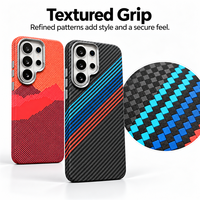 Étui de téléphone magnétique à boutons métalliques indépendants avec motif en fibre de carbone C0564 pour Samsung Galaxy S24 Ultra S25 Plus S26