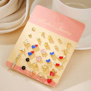 Ensemble de boucles d'oreilles fantaisie en alliage de zinc, style carte postale, accessoires coréens pour femmes - Product Image 3