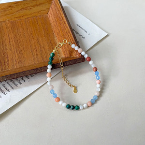 Yinruitai S925 Sterling Silver Natural Gemstone <b>Beaded</b> <b>Bracelet</b> For Women Everyday Wear Irregular Style - Product Image 1