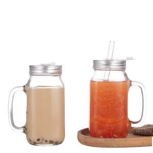 Bán Buôn 450Ml Thủy Tinh Trong Suốt Cup Cho Đồ Uống Tự Làm Ống Hút Thủy Tinh Xử Lý Kín Mũ-<span class=keywords><strong>Mason</strong></span> Lọ Cho Sữa Trà Nhà Bếp Stotage - Product Image 5