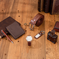 IStapromo Cadeaux Coffret Cadeau de Luxe Homme Ceinture + Portefeuille + Cravate + Parfum + Montre à Quartz + Stylo Montre-Bracelet Masculine Tendance