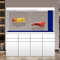 High-end Stainless Steel Arowana Tank Modern Patio Living Large Aquarium 120L Ultra-white Glass Screen Partition Bottom Box