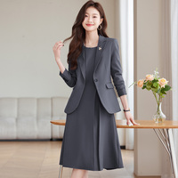 Robe Tailleur Professionnelle pour Femme avec Boutons Décoratifs, Tenue de Travail pour le Bureau, les Ventes et l'Accueil