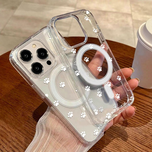 Funda para teléfono iPhone 17 Pro Max, funda protectora transparente simple con diseño de pata de gato blanca magnética a prueba de golpes - Product Image 2