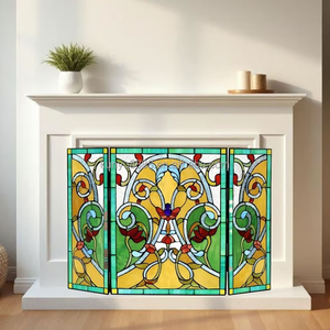 Vitrail de style européen pour cheminée, panneau décoratif 3 pièces de style victorien, écran décoratif traditionnel pour la décoration intérieure - Product Image 2