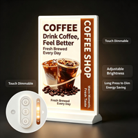Boîte lumineuse publicitaire LED double face rechargeable sans fil, à placement libre, avec cadre magnétique interchangeable pour affichage de menu de table de café