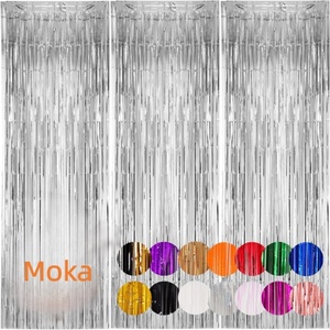 Cortina de Flecos Metálicos Plateados para Fondo de Fotografía, Accesorios para Cabina de Fotos para Cumpleaños, Bodas, Compromisos, Baby Shower - Product Image 1