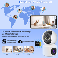 Kamera Keamanan Rumah Tuya Wi-Fi Smart Indoor Dual-Lens dengan Penglihatan Malam, Audio Dua Arah, dan Peringatan Deteksi Gerakan