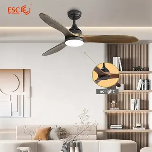 Ventilatore da soffitto decorativo all'ingrosso ventilatori da soffitto in legno massello silenziosi a 3 velocità moderni con luce