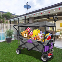 Chariot de jardin pliable avec auvent pour festivals, camping, chariot de transport, poussettes, trotteurs et chariots pour enfants