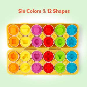 Ensemble d'oeufs assortis Montessori 12 pièces apprentissage précoce éducatif motricité fine jouets pour tout-petits de <span class=keywords><strong>2</strong></span> à 4 ans - Product Image 2