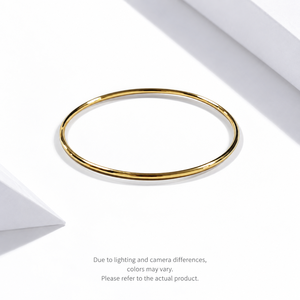 Brazalete Circular Delgado, Acero Inoxidable, Chapado al Vacío en Oro de 14K - Product Image 1