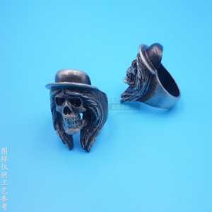 Anillo de Calavera Vintage Personalizado, Negro Antiguo, 3D Estereoscópico, Joyería para Hombre, Regalo, Diseño Geométrico de Esqueleto - Product Image 2