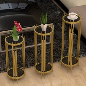 Meubles de salon, table d'appoint en acier inoxydable, table d'angle de luxe pour support à fleurs - Product Image 5