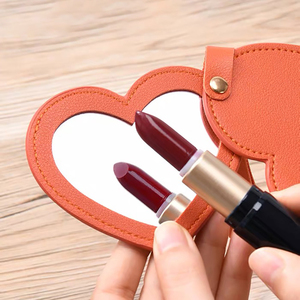 Cá Nhân Món Quà Lash Vẻ Đẹp PU Khung Da Xách Tay Có Thể Gập Lại Tay Cầm Tay Mini Dễ Thương Trái Tim Nhỏ Gọn Túi Nhỏ Gương - Product Image 3