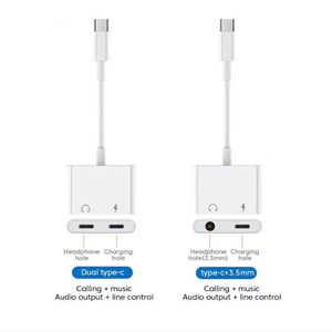 High Quality <b>Type</b> <b>C</b> Earphone <b>Adapter</b> 2 in 1 USB <b>Type</b> <b>C</b> to 3.5MM Headphones Jack Audio <b>Adapter</b> Cable Converter - Product Image 2