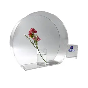 Transparent Round Shape Waterproof Acrylic Clear Rose Flower Vase For Office