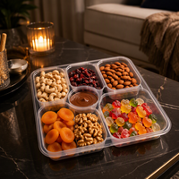 Plateau alimentaire multi-compartiments avec couvercle, en PP transparent, boîte jetable à 6 sections, sans BPA, compatible micro-ondes, pour plateaux de collations et bento