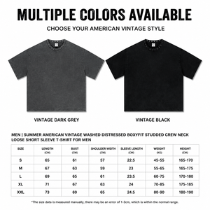 T-shirt en coton épais 285G pour homme, style vintage délavé, col clouté, coupe ample, manches courtes, streetwear, fournisseur d'usine, haut de gamme - Product Image 3