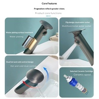 Robinet monocommande en cuivre pur avec cartouche céramique, eau chaude et froide, design moderne, anti-éclaboussures, pour lavabo sur comptoir