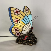 Lampe de table au design papillon, fabrication Sensmuel, vente en gros, personnalisable, pas cher, verre peint à la main, procédé de soudure