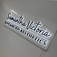 Letrero de Metal 3D Personalizado con Logotipo, Letrero para Salón de Belleza, Nombre de Marca de Empresa Personalizado, Letras Iluminadas en 3D, Letrero con Logotipo Comercial para Decoración