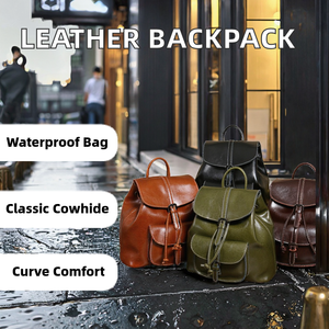 Elegant Luxury Lightweight Summer Outdoor Collage Double Strap Bags Zipper Closure <b>Real</b> Cowhide <b>Leather</b> <b>Backpack</b> for Women - Product Image 2