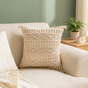 Nouvelles Housses de Coussin Carrées 20x20 Style Bohème Bio, Tissées à la Main, Design Noué, 100% Coton, Fermeture Éclair, Décoration Maison - Product Image 3