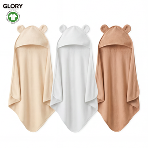 Serviettes <span class=keywords><strong>de</strong></span> <span class=keywords><strong>bain</strong></span> pour bébé en gros certifiées GOTS, durables, personnalisables en usine, marque privée, écologiques, avec capuche, pour nourrissons - Product Image 1