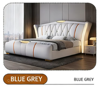 Cadre de lit avec rangement, sommier et tête de lit pour mobilier de chambre à coucher, lit double en cuir véritable de luxe moderne, taille Queen/King