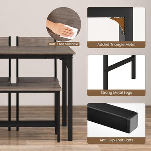 4 pezzi mobili rustici in legno <span class=keywords><strong>tavolo</strong></span> <span class=keywords><strong>da</strong></span> <span class=keywords><strong>cucina</strong></span> 2 sedie <span class=keywords><strong>panca</strong></span> <span class=keywords><strong>con</strong></span> <span class=keywords><strong>tavolo</strong></span> <span class=keywords><strong>da</strong></span> pranzo di stoccaggio Set per il piccolo spazio - Product Image 6