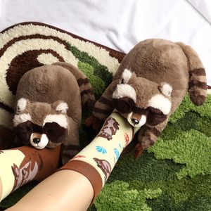 Pantuflas de algodón con <span class=keywords><strong>Panda</strong></span> Rojo mapache para niñas, cómodos zapatos de felpa para el hogar con forro de malla y relleno de algodón PP - Product Image 4