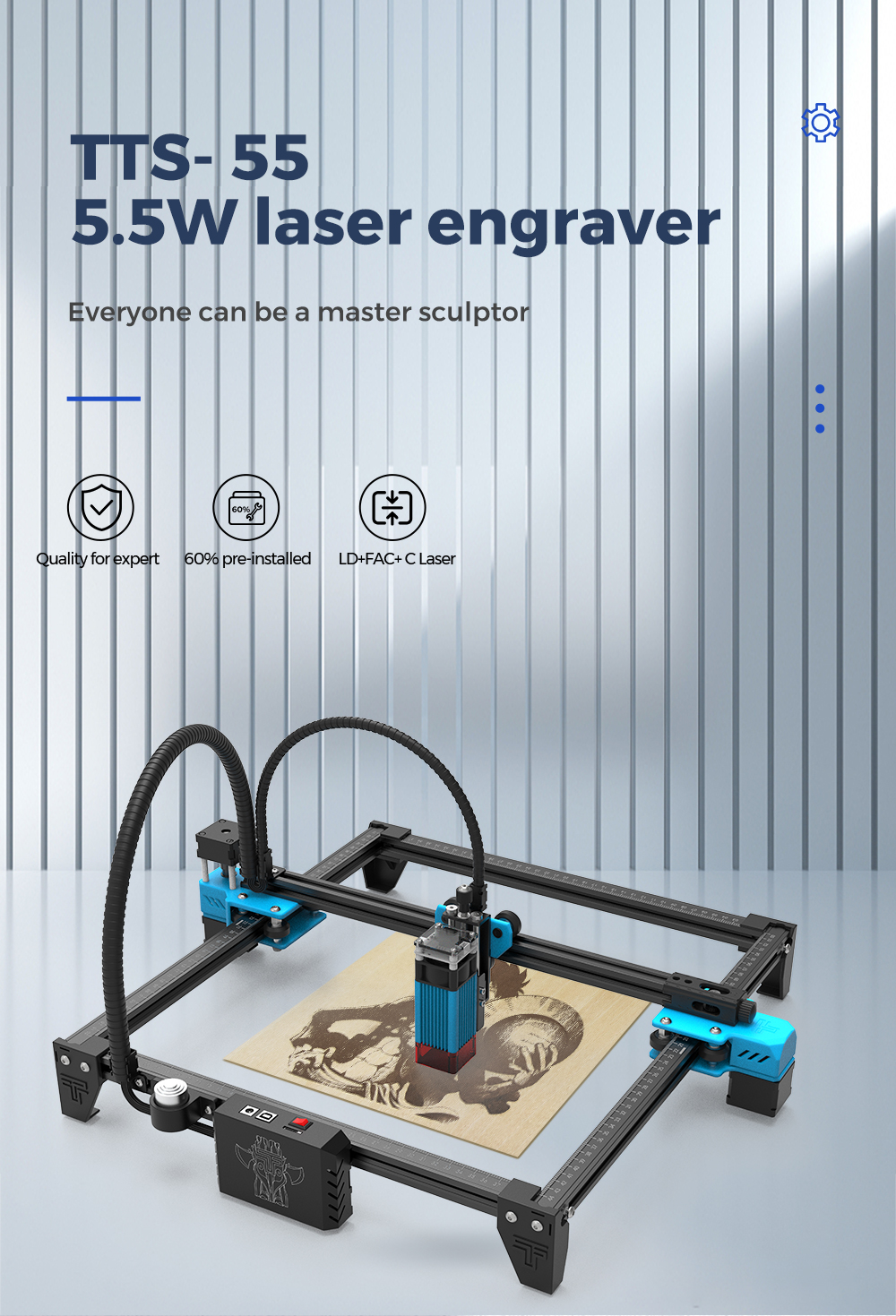 Máy Khắc Laser 300*300Mm Tts Nhỏ Tự Làm Sáng Tạo Laser Khắc Đá Cẩm Thạch 3D Thư Mô Hình Khắc