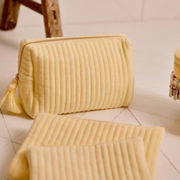 Trousse de Maquillage en Coton Doux et Durable, Fermeture Éclair, Écologique, Pliable, Idéale pour les Voyages et les Cosmétiques
