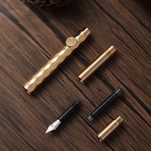 Penna <span class=keywords><strong>Stilografica</strong></span> Tascabile Retrattile in Ottone, Stile Retrò, Portatile e Rimovibile, Ideale come Regalo Aziendale - Product Image 3