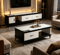 Ensemble Table Basse et Meuble TV pour Salon, Table Console, Meuble TV Moderne de Luxe, Meuble Télévision Moderne Plus Table