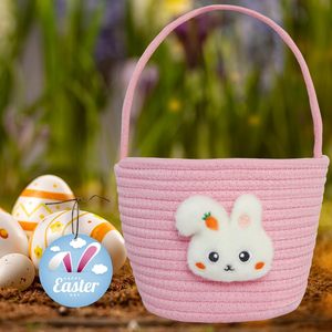 Cesta <span class=keywords><strong>de</strong></span> huevos <span class=keywords><strong>de</strong></span> conejito vacía <span class=keywords><strong>de</strong></span> <span class=keywords><strong>Pascua</strong></span> personalizada para niños y niñas, cesta <span class=keywords><strong>de</strong></span> regalos <span class=keywords><strong>de</strong></span> <span class=keywords><strong>Pascua</strong></span> para bebés con asa, cesta <span class=keywords><strong>de</strong></span> almacenamiento <span class=keywords><strong>de</strong></span> cuerda <span class=keywords><strong>de</strong></span> algodón - Product Image 4