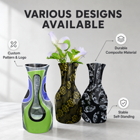Vase en plastique pliable à imprimé floral de style européen pour la décoration de table de mariage, manchon à fleurs incassable et pliable à plat