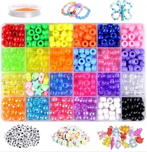 Hot Selling 1000pcs Rainbow Color Glass Seed Beads Set Pony Beads Kit para Fazer Jóias